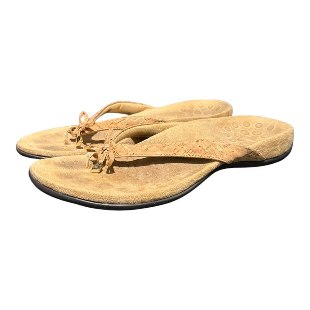 Vionic Bella Sandals Womens 9 Wide Tan Orthopedic Arch Support Thong Comfort